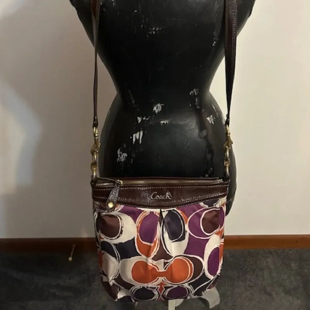 Coach F20016 Ashley Hand Drawn Scarf multi-color print crossbody bag